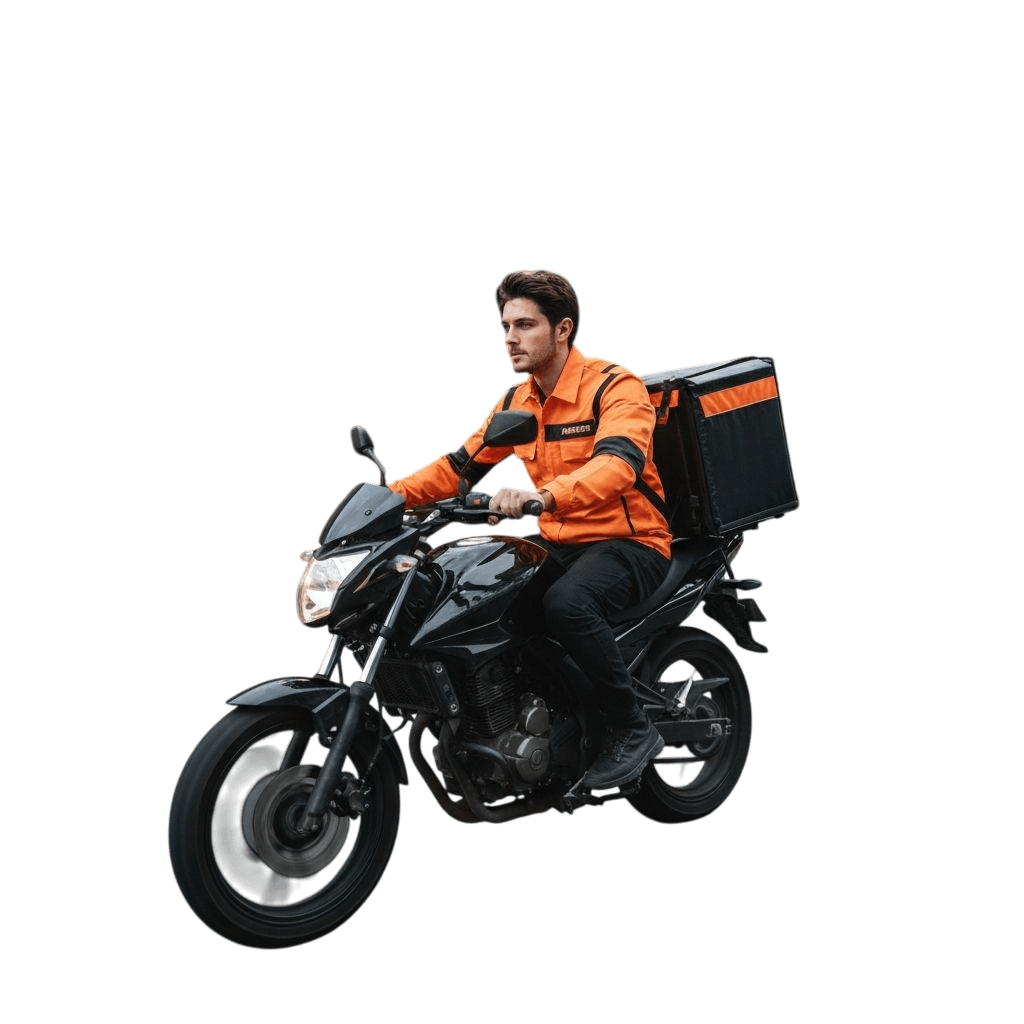 Delivery courier on motorcycle
